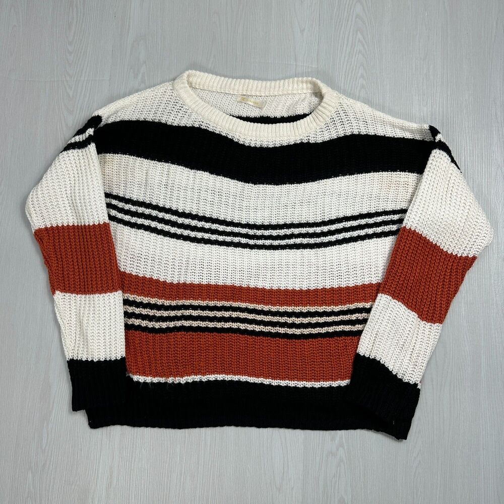 Kirundo Women's Oversized Colorblock Striped Crewneck Chunky Ribbed knit Sweater